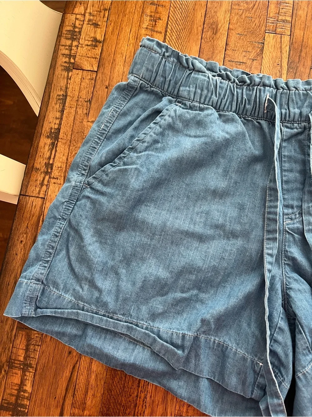 LOFT Outlet Light Blue Drawstring Denim-Style Women's Shorts